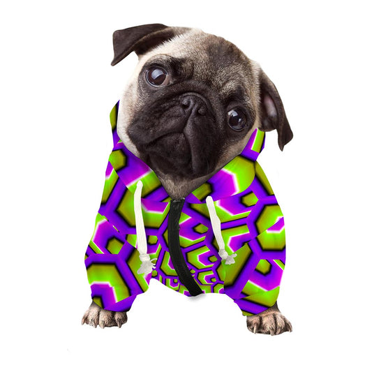Green Hive Moving Optical Illusion Dog Zip Up Hoodie