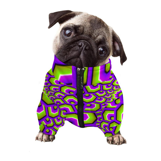 Green Hive Moving Optical Illusion Dog Zip Up Jacket