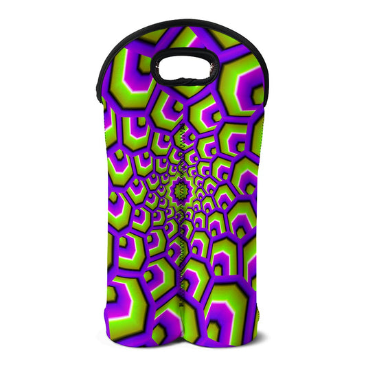 Green Hive Moving Optical Illusion Double Neoprene Wine Tote