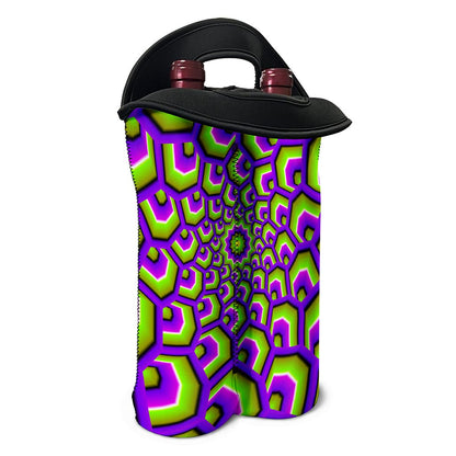 Green Hive Moving Optical Illusion Double Neoprene Wine Tote