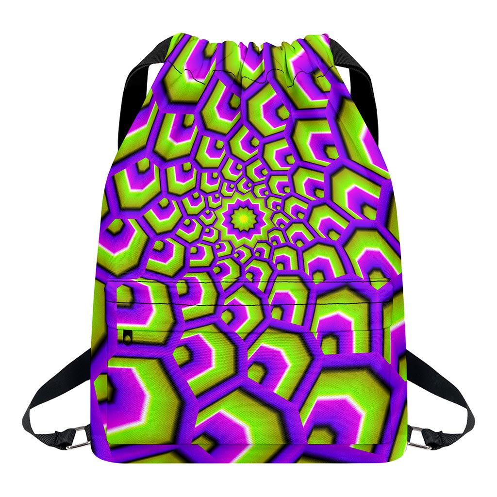 Green Hive Moving Optical Illusion Drawstring Backpack
