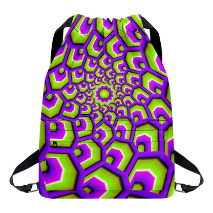 Green Hive Moving Optical Illusion Drawstring Backpack