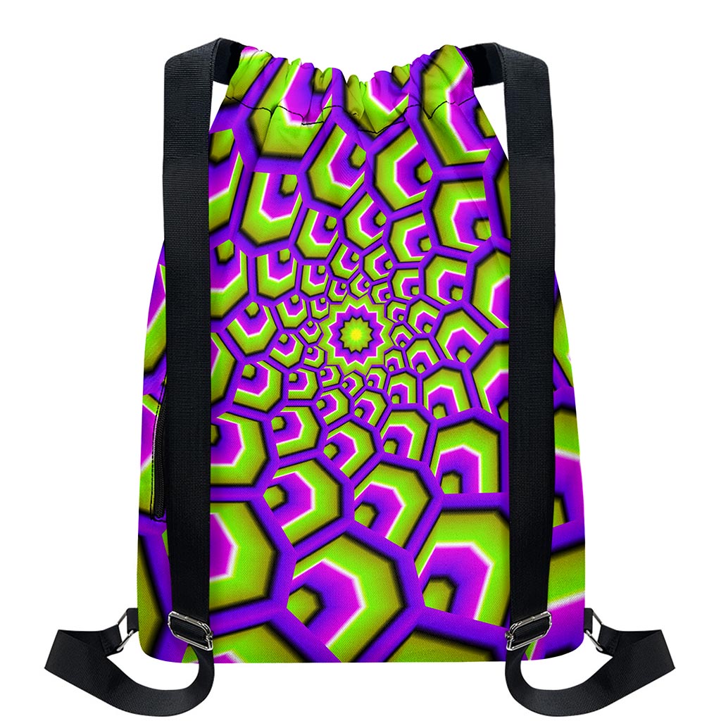 Green Hive Moving Optical Illusion Drawstring Backpack