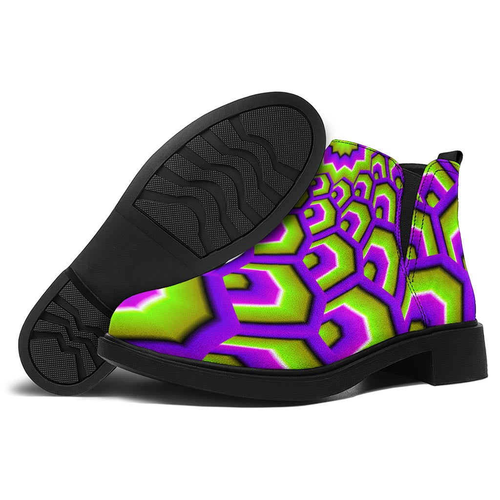 Green Hive Moving Optical Illusion Flat Ankle Boots