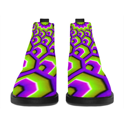 Green Hive Moving Optical Illusion Flat Ankle Boots