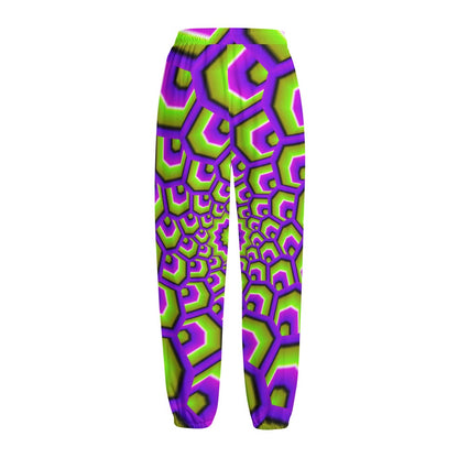Green Hive Moving Optical Illusion Fleece Lined Knit Pants