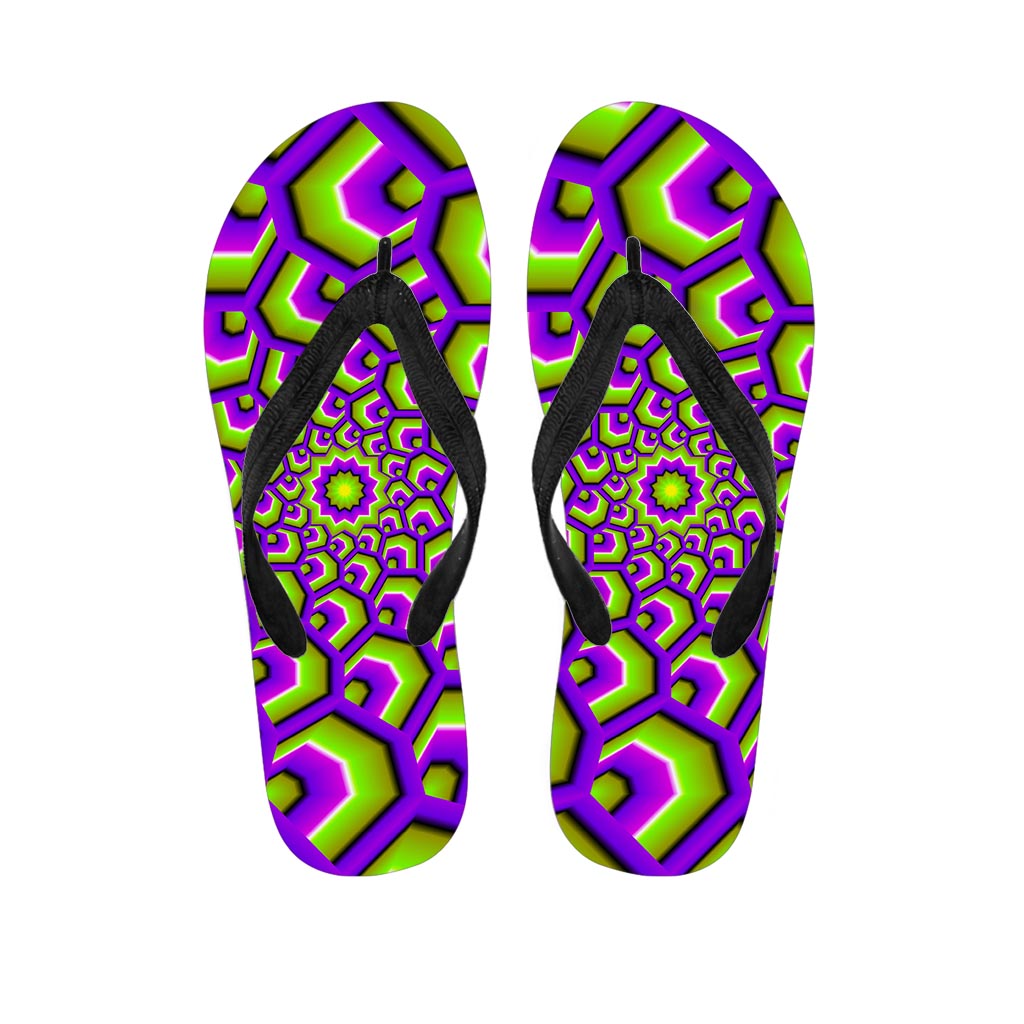 Green Hive Moving Optical Illusion Flip Flops