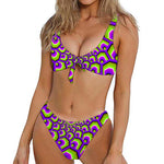Green Hive Moving Optical Illusion Front Bow Tie Bikini