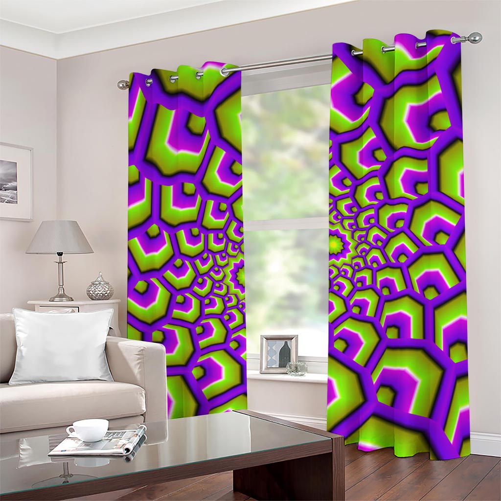 Green Hive Moving Optical Illusion Grommet Curtains