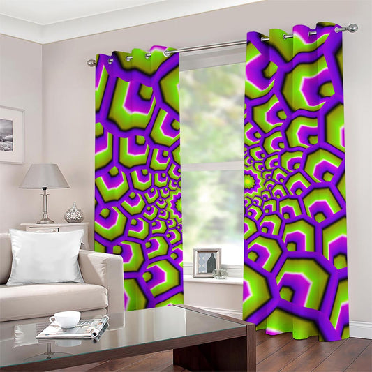 Green Hive Moving Optical Illusion Grommet Curtains