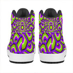 Green Hive Moving Optical Illusion High Top Leather Sneakers