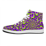 Green Hive Moving Optical Illusion High Top Leather Sneakers