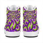 Green Hive Moving Optical Illusion High Top Leather Sneakers