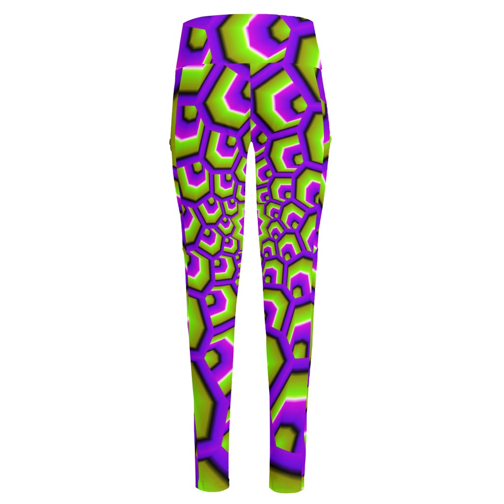 Green Hive Moving Optical Illusion High-Waisted Pocket Leggings
