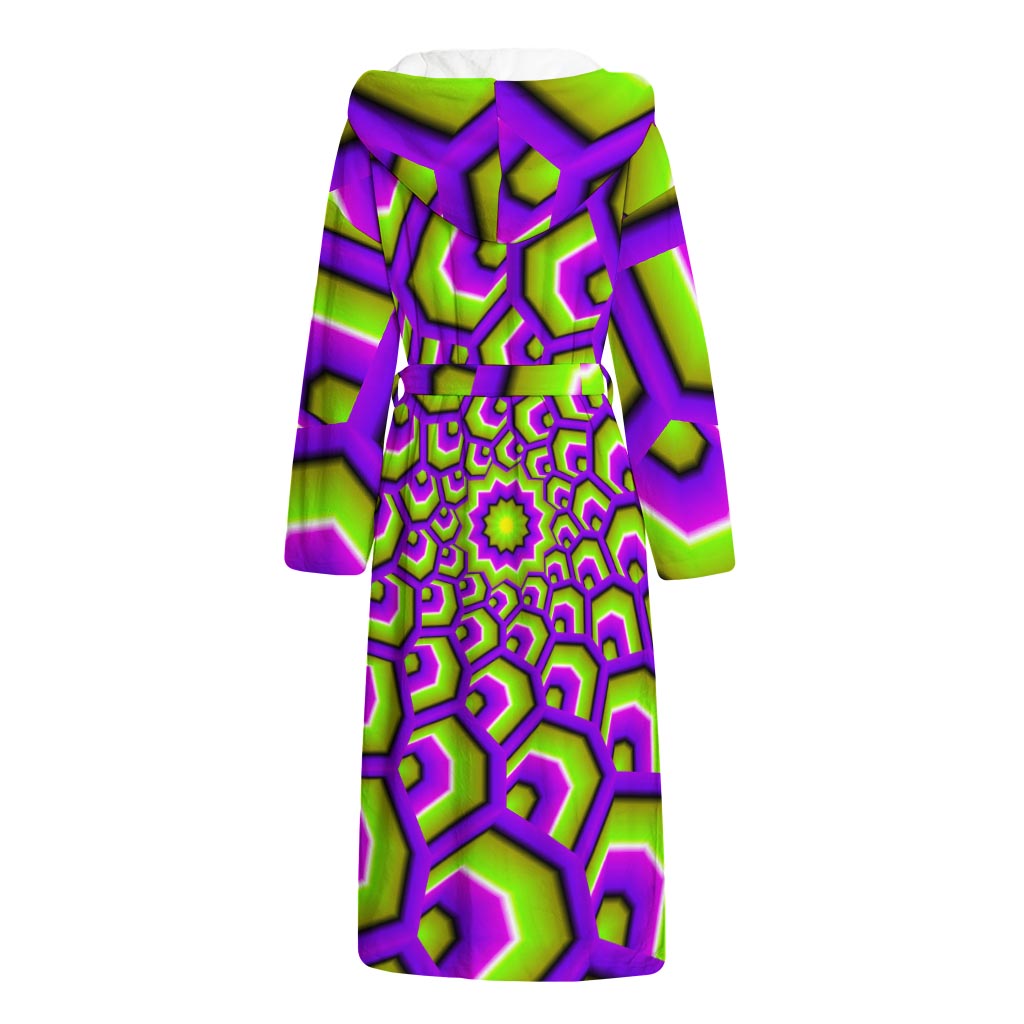 Green Hive Moving Optical Illusion Hooded Bathrobe