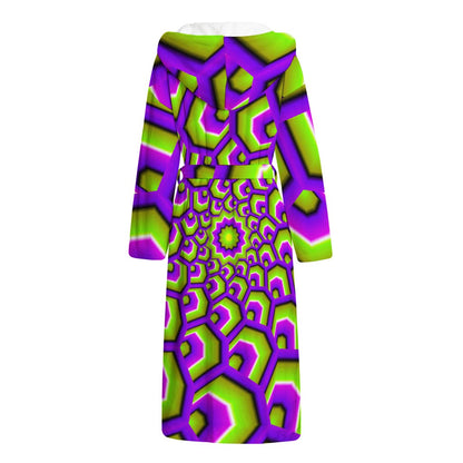 Green Hive Moving Optical Illusion Hooded Bathrobe