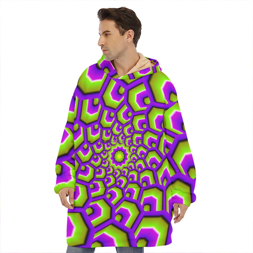 Green Hive Moving Optical Illusion Hoodie Blanket
