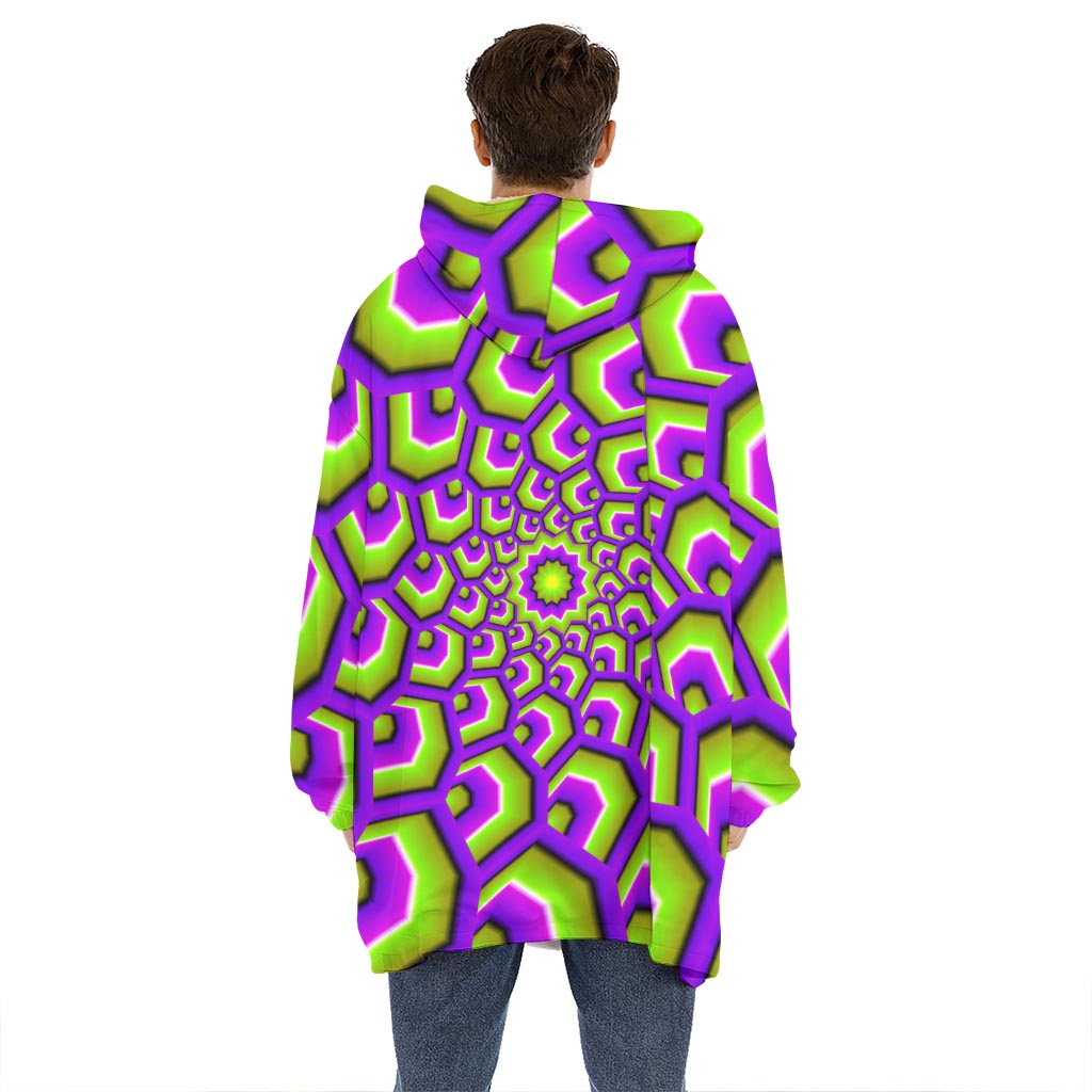 Green Hive Moving Optical Illusion Hoodie Blanket