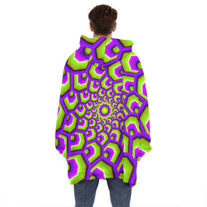 Green Hive Moving Optical Illusion Hoodie Blanket