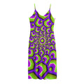 Green Hive Moving Optical Illusion Jersey Midi Cami Dress