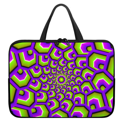 Green Hive Moving Optical Illusion Laptop Sleeve With Handle