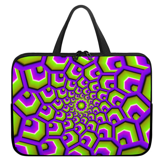 Green Hive Moving Optical Illusion Laptop Sleeve With Handle