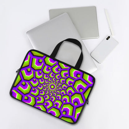 Green Hive Moving Optical Illusion Laptop Sleeve With Handle