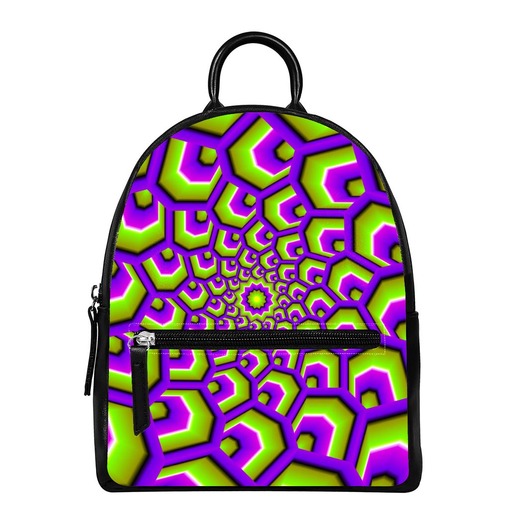 Green Hive Moving Optical Illusion Leather Backpack