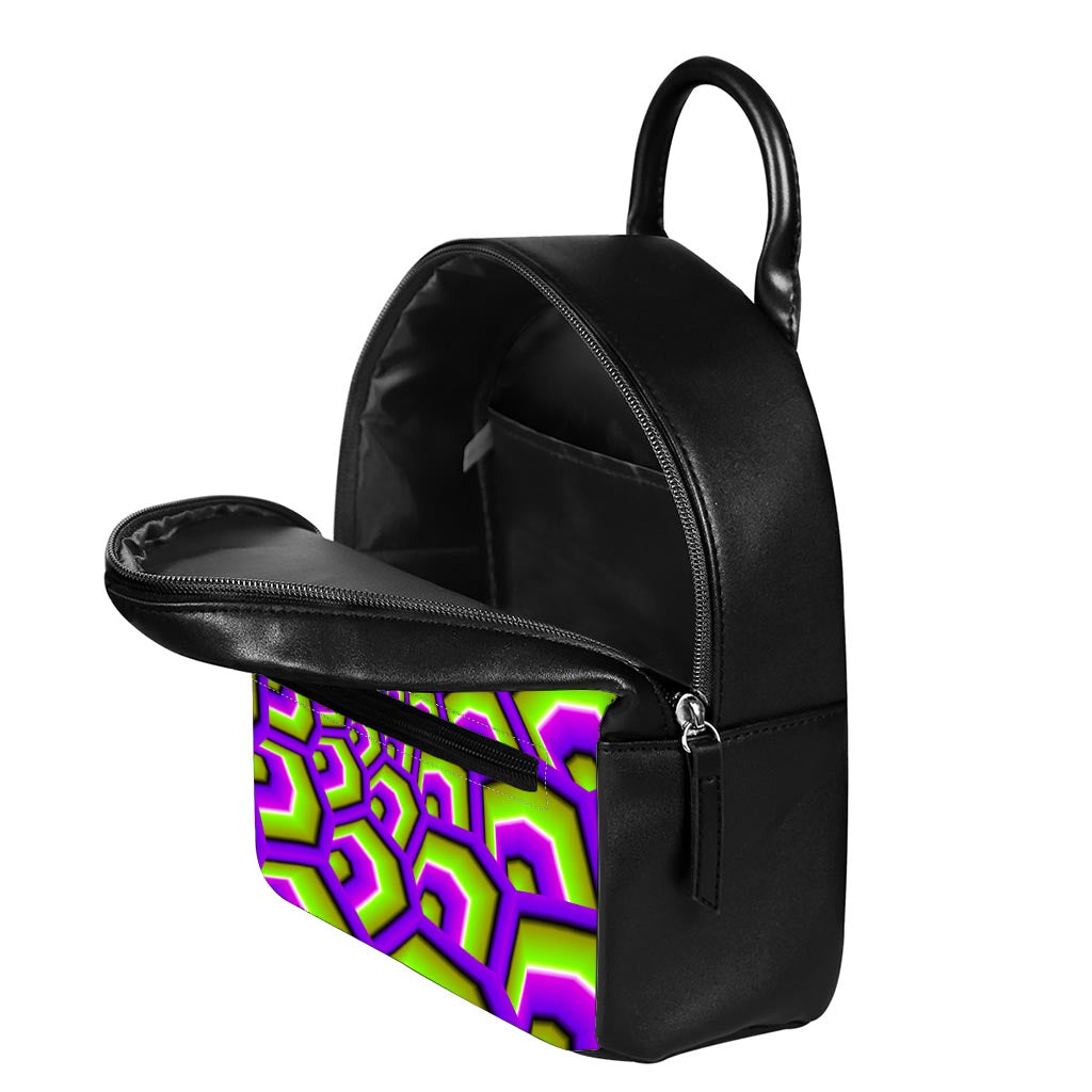 Green Hive Moving Optical Illusion Leather Backpack