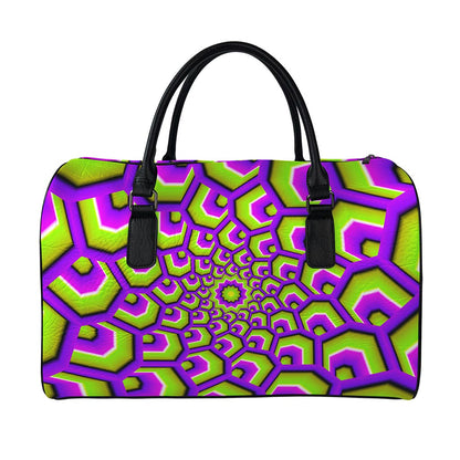 Green Hive Moving Optical Illusion Leather Duffle Bag