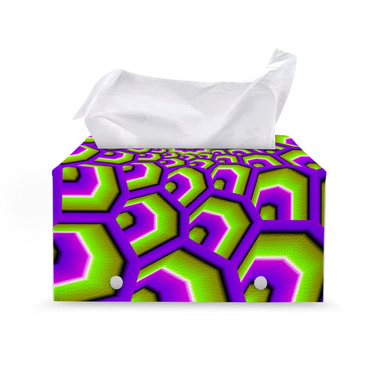 Green Hive Moving Optical Illusion Leather Tissue Box Cover