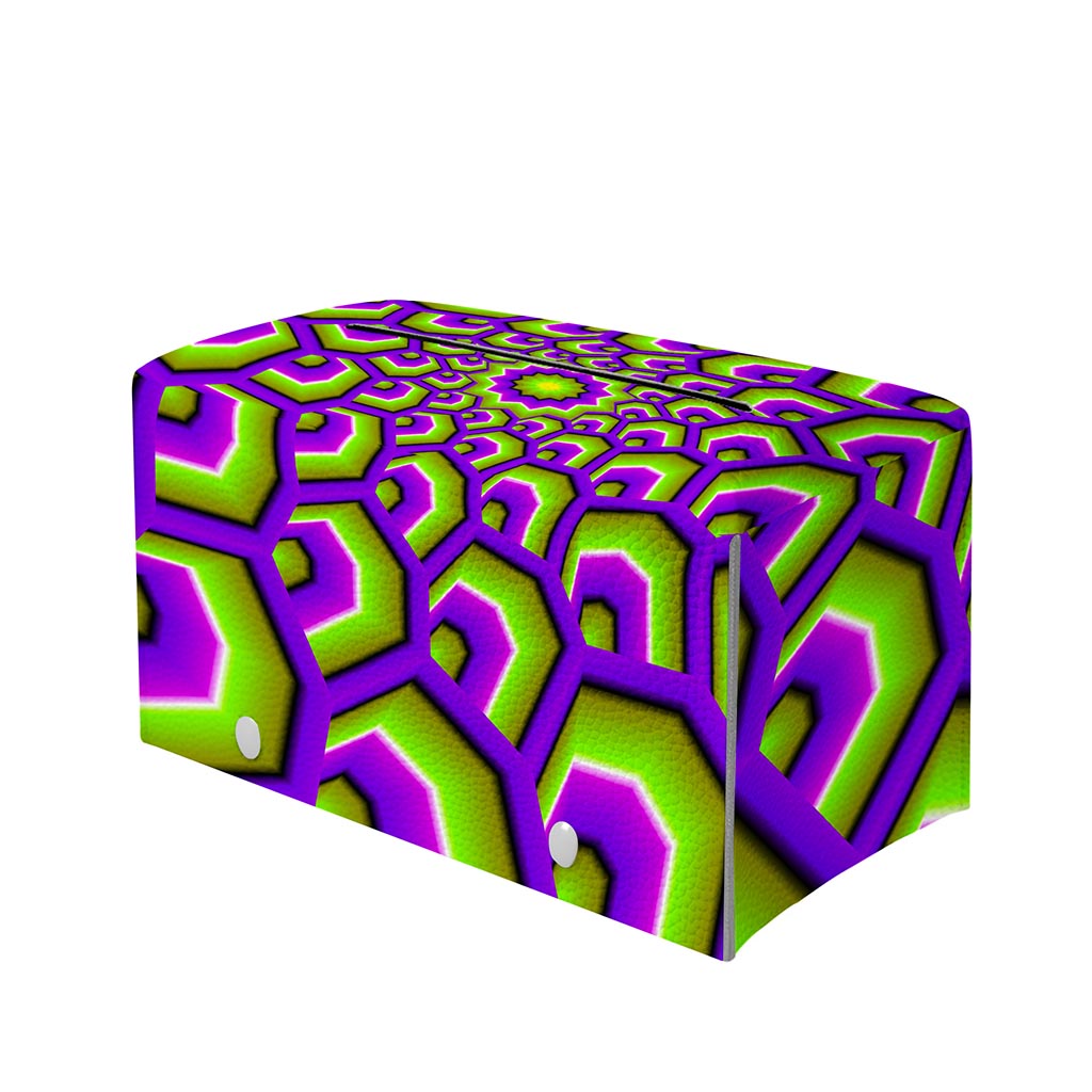 Green Hive Moving Optical Illusion Leather Tissue Box Cover