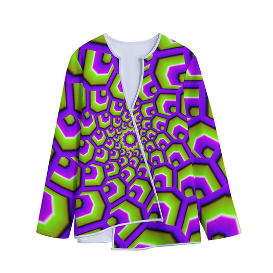 Green Hive Moving Optical Illusion Long Sleeve Short Coat