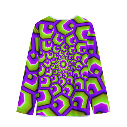 Green Hive Moving Optical Illusion Long Sleeve Short Coat