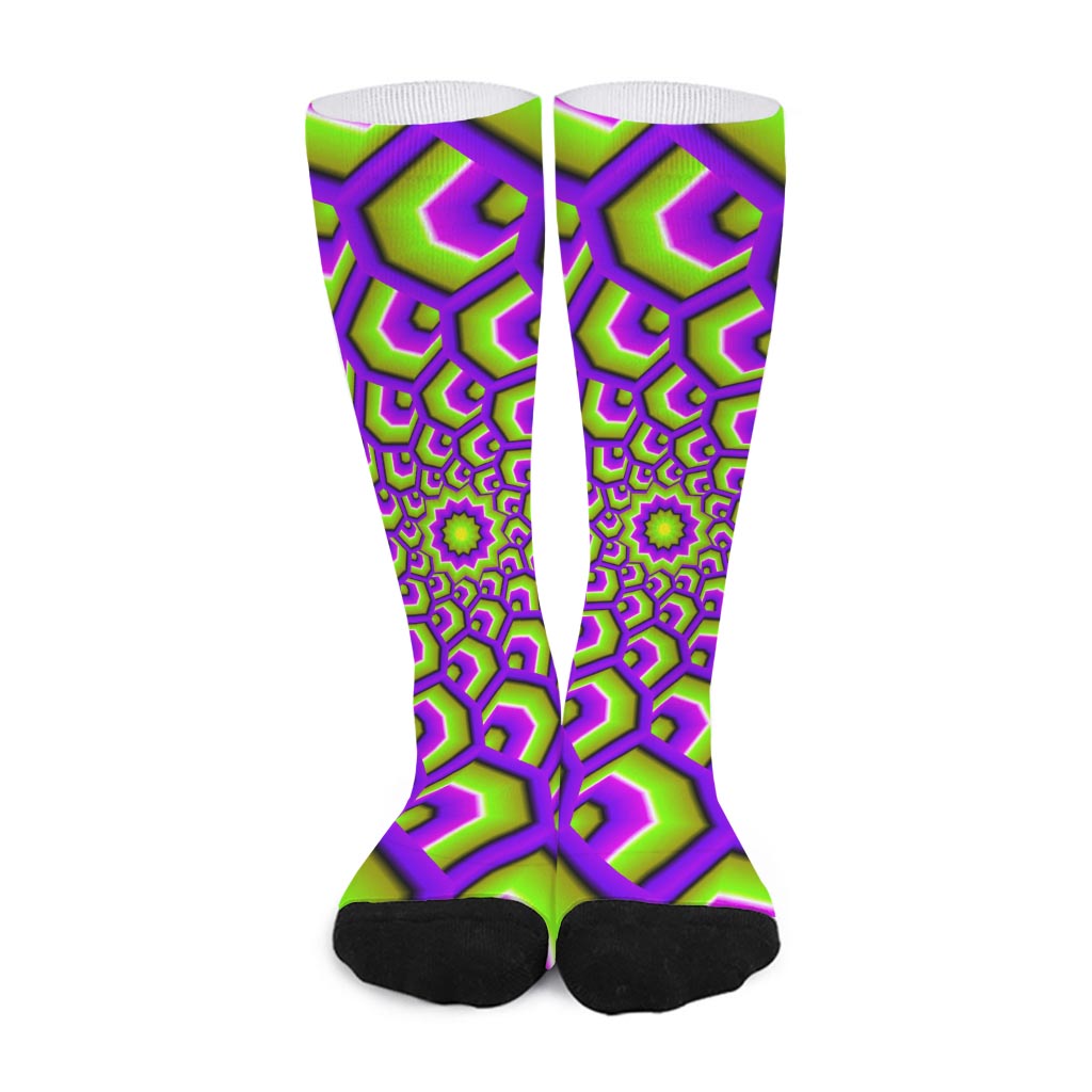 Green Hive Moving Optical Illusion Long Socks