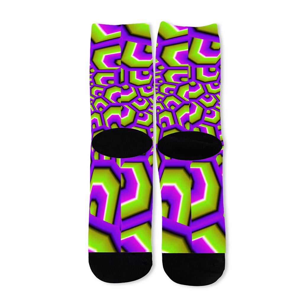 Green Hive Moving Optical Illusion Long Socks