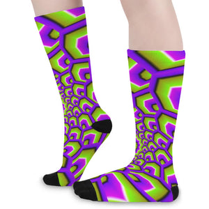 Green Hive Moving Optical Illusion Long Socks