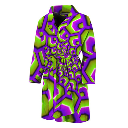 Green Hive Moving Optical Illusion Men's Bathrobe