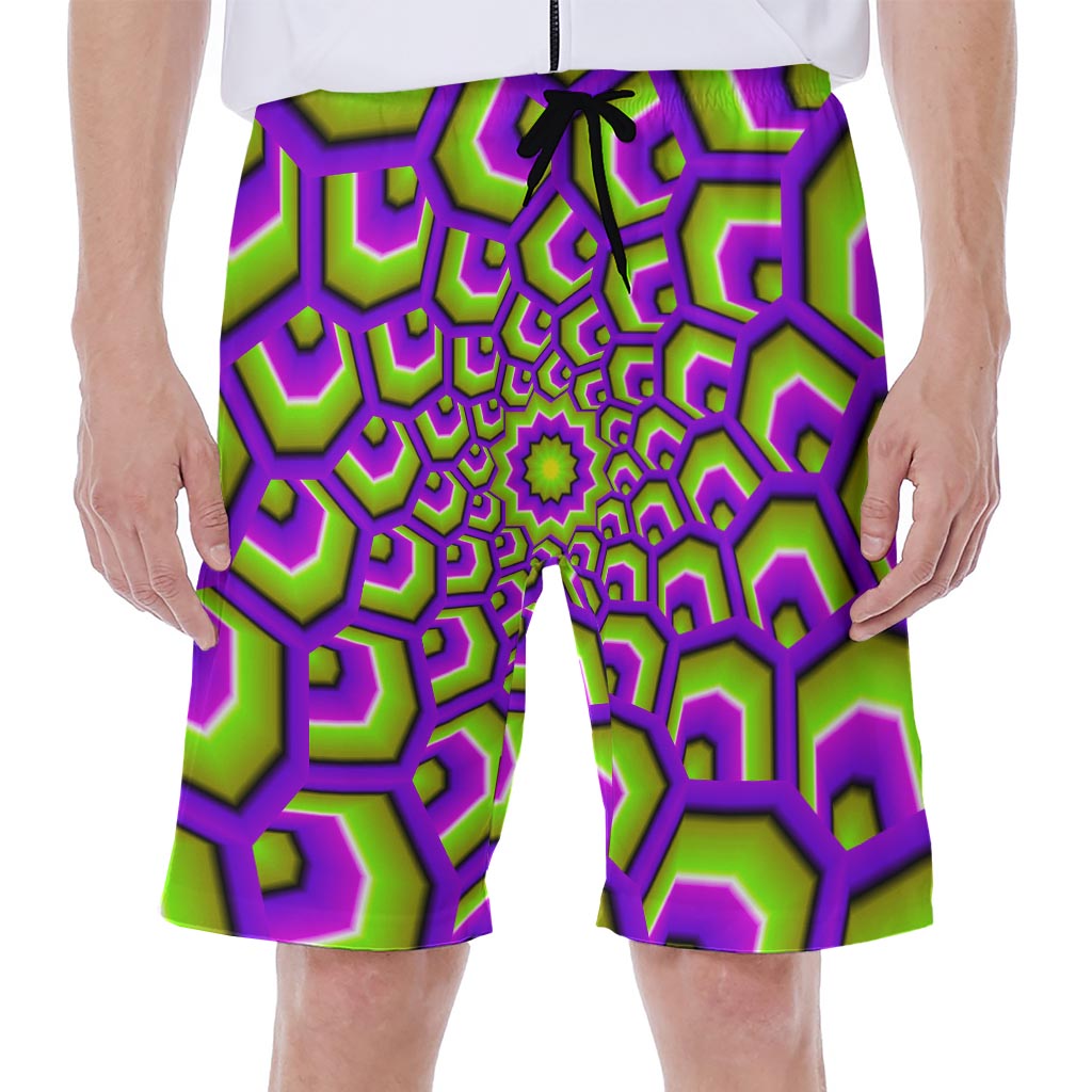 Green Hive Moving Optical Illusion Men's Beach Shorts