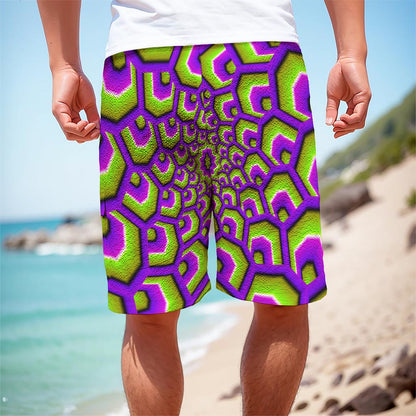 Green Hive Moving Optical Illusion Men's Cargo Shorts