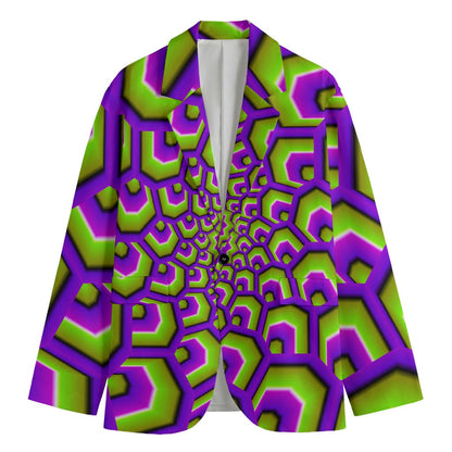 Green Hive Moving Optical Illusion Men's Cotton Blazer