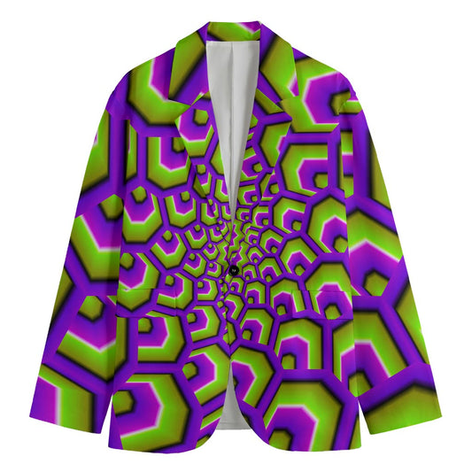 Green Hive Moving Optical Illusion Men's Cotton Blazer