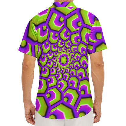Green Hive Moving Optical Illusion Men's Deep V-Neck Shirt
