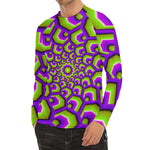 Green Hive Moving Optical Illusion Men's Long Sleeve Rash Guard
