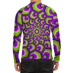 Green Hive Moving Optical Illusion Men's Long Sleeve Rash Guard