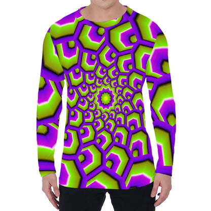Green Hive Moving Optical Illusion Men's Long Sleeve T-Shirt