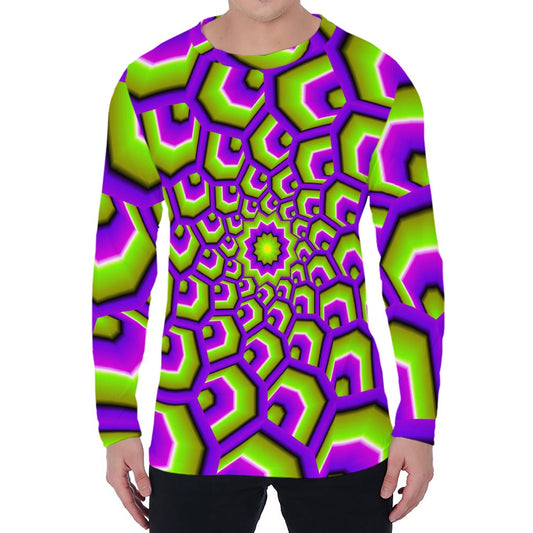 Green Hive Moving Optical Illusion Men's Long Sleeve T-Shirt