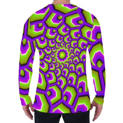 Green Hive Moving Optical Illusion Men's Long Sleeve T-Shirt