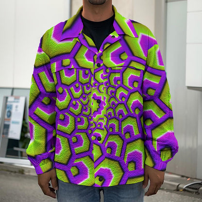 Green Hive Moving Optical Illusion Men's Shirt Jacket