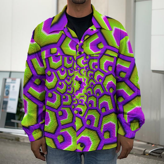 Green Hive Moving Optical Illusion Men's Shirt Jacket